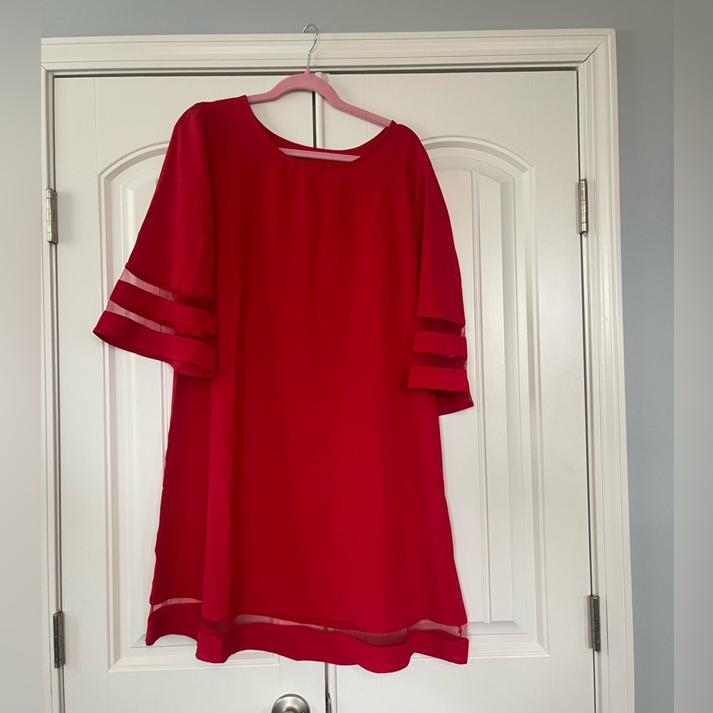 Red Knee Length Dress 2X